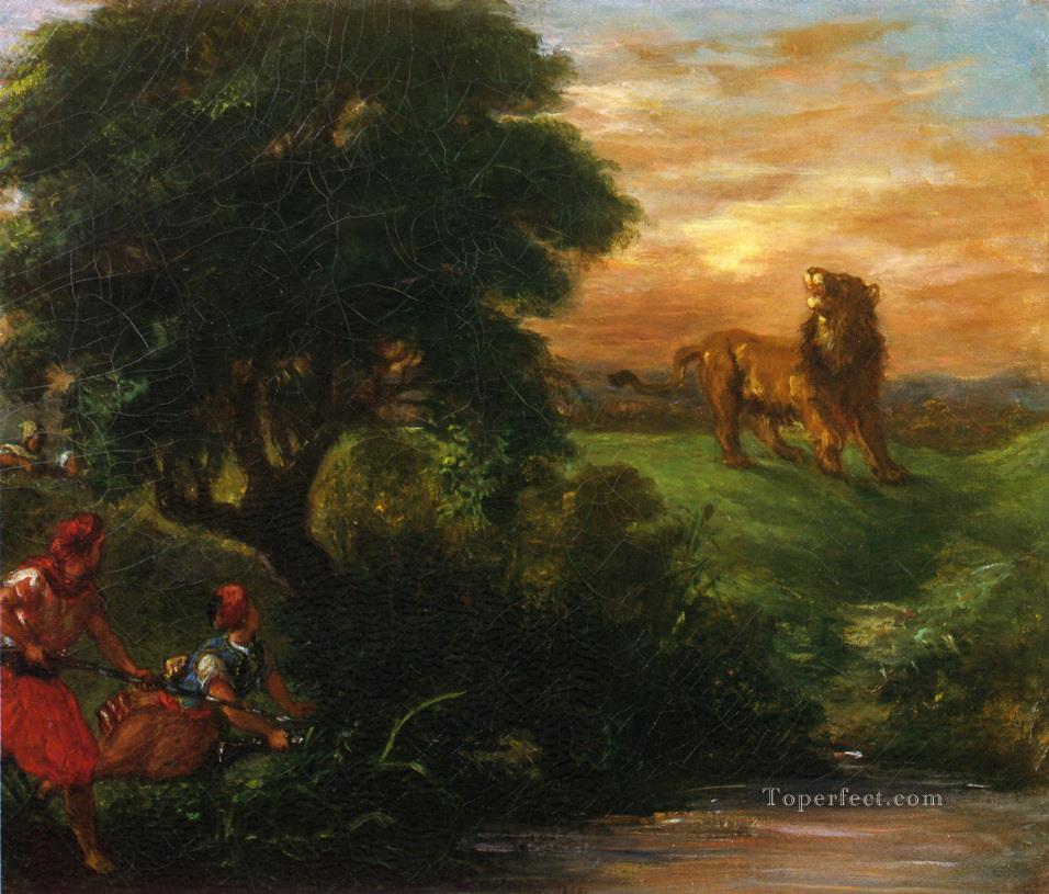 the lion hunt 1859 Eugene Delacroix Oil Paintings